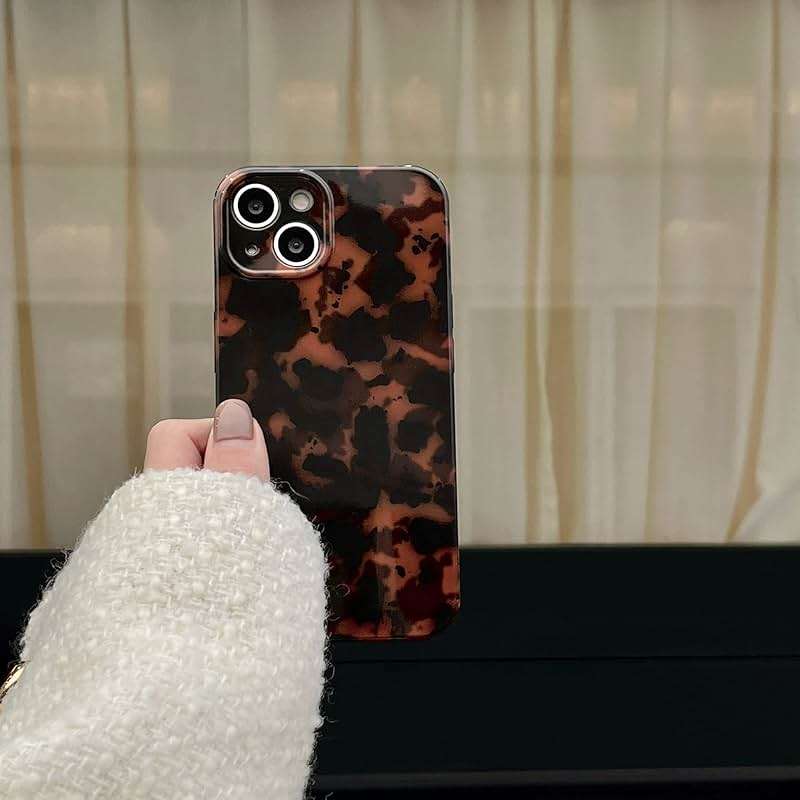 Reezaddin Case Compatible with iPhone 14, Tortoise Shell Amber Brown Leopard Print | Retro Chic Stylish Classic Cute Protective Cover,6.1inch - Image 3
