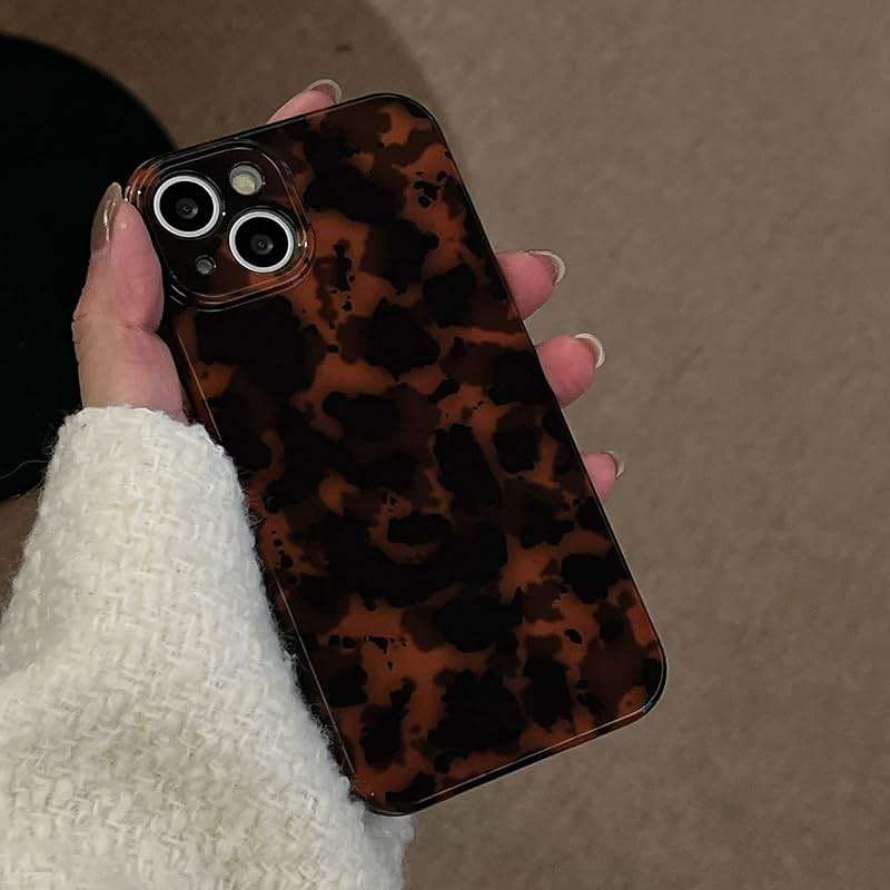 Reezaddin Case Compatible with iPhone 14, Tortoise Shell Amber Brown Leopard Print | Retro Chic Stylish Classic Cute Protective Cover,6.1inch - Image 5