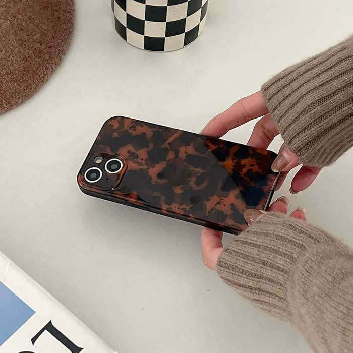 Reezaddin Case Compatible with iPhone 14, Tortoise Shell Amber Brown Leopard Print | Retro Chic Stylish Classic Cute Protective Cover,6.1inch - Image 7