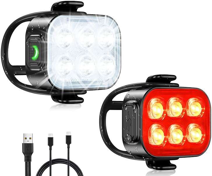 Zewdov Bike Lights for Night Riding, USB Rechargeable Bike Lights Front and Back, Waterproof IP65 Bicycle Light, 4+6 Modes Bike Headlight and Tail Light Set,1.5 Hrs Fast Charging, Easy to Install - Image 1