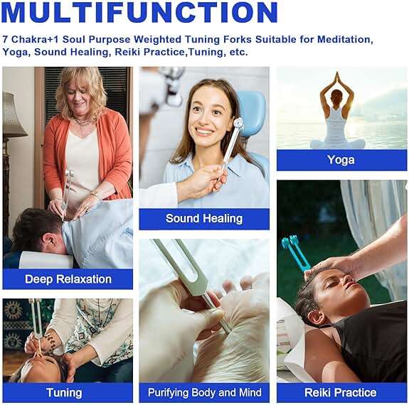 Chakra Tuning Fork Set, Weighted Tuning Forks of 8 Color,7 Chakra and 1 Soul Purpose Tuning Forks for DNA Healing, Sound Therapy, Yoga, Meditation - Image 6