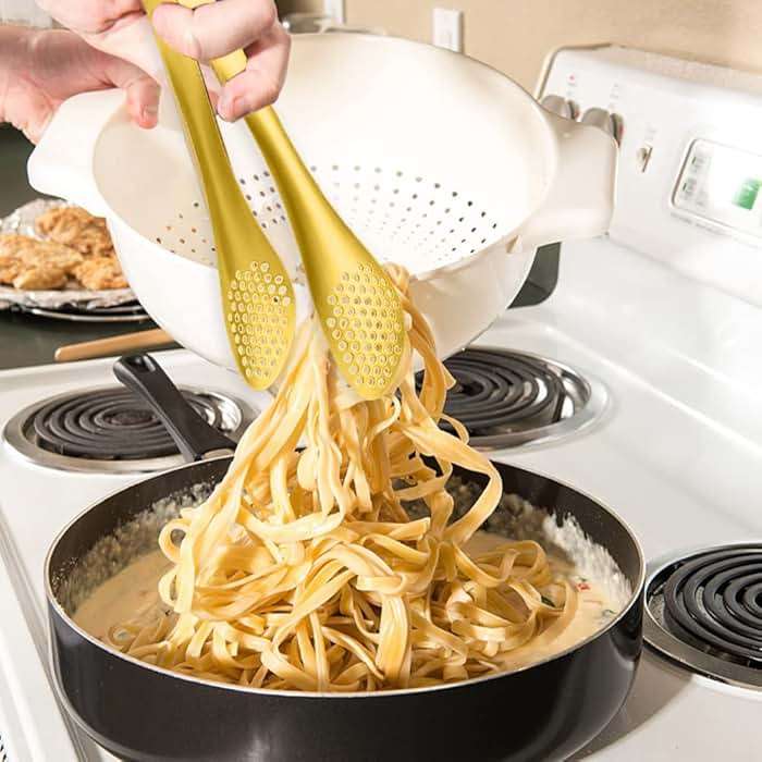 IAXSEE 4 PCS Serving Tongs Gold Tongs 9 Inch Serving Utensils Stainless Steel Serving Tongs for Salad Buffet Appetizer Dessert Tong for Food Parties - Image 2