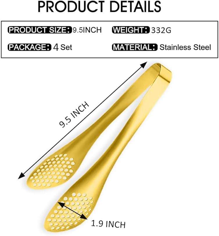 IAXSEE 4 PCS Serving Tongs Gold Tongs 9 Inch Serving Utensils Stainless Steel Serving Tongs for Salad Buffet Appetizer Dessert Tong for Food Parties - Image 5