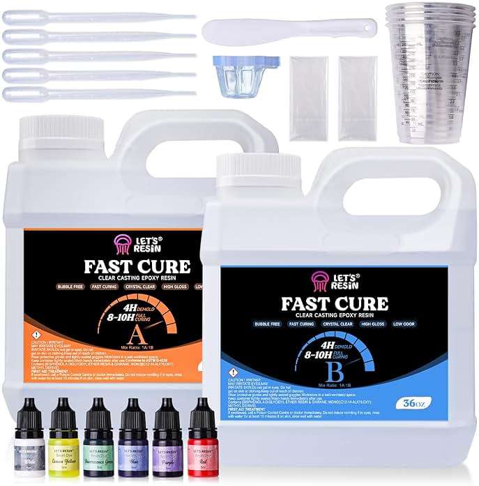 LET'S RESIN Fast Cure Epoxy Resin,Demold in 4 Hours,72OZ Upgrade Quick Drying & Crystal Clear Resin,Bubble Free Epoxy Kit for Craft,Art, Craft Supplies with Dye, Cup,Stir Stick - Image 1