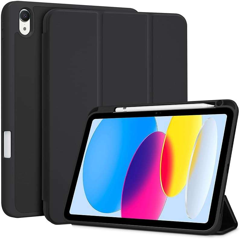 ProCase for iPad (A16) 11th Generation 11 Inch 2025/ iPad 10th Generation 10.9 Inch 2022 Case with Pencil Holder, Hybrid Cover with Soft TPU Back, Supports Touch ID, Auto Wake/Sleep -Black - Image 1