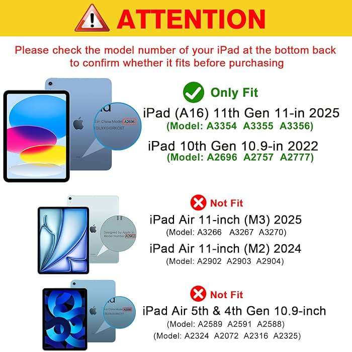ProCase for iPad (A16) 11th Generation 11 Inch 2025/ iPad 10th Generation 10.9 Inch 2022 Case with Pencil Holder, Hybrid Cover with Soft TPU Back, Supports Touch ID, Auto Wake/Sleep -Black - Image 2