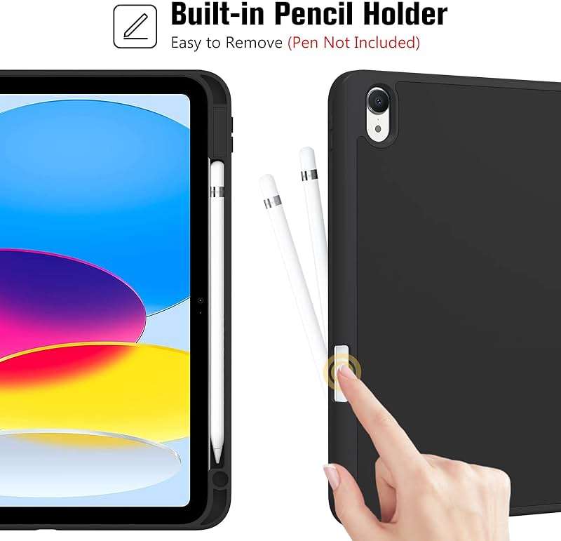 ProCase for iPad (A16) 11th Generation 11 Inch 2025/ iPad 10th Generation 10.9 Inch 2022 Case with Pencil Holder, Hybrid Cover with Soft TPU Back, Supports Touch ID, Auto Wake/Sleep -Black - Image 3