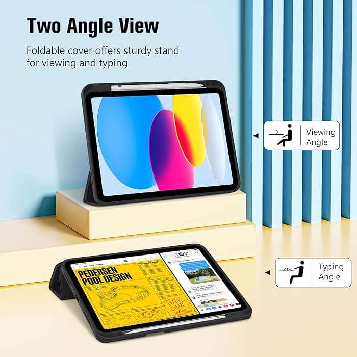 ProCase for iPad (A16) 11th Generation 11 Inch 2025/ iPad 10th Generation 10.9 Inch 2022 Case with Pencil Holder, Hybrid Cover with Soft TPU Back, Supports Touch ID, Auto Wake/Sleep -Black - Image 4