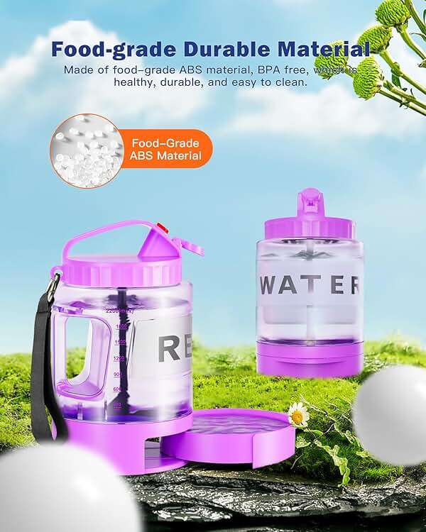 77oz Large Dog Water Bottle - Portable Travel Dog Water Dispenser & Bowl - Leak-Proof Pet Water Jug for Hiking, Camping, Walking & Car Trips, Purple - Image 4