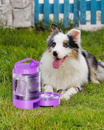 77oz Large Dog Water Bottle - Portable Travel Dog Water Dispenser & Bowl - Leak-Proof Pet Water Jug for Hiking, Camping, Walking & Car Trips, Purple - Image 9