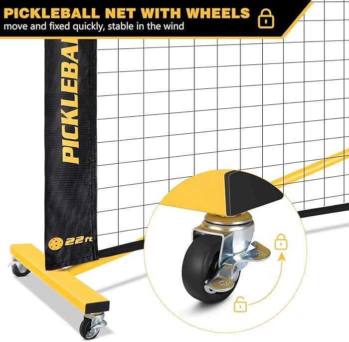 Fostoy Portable Pickleball Net Set with Wheels, Regulation Size 22 FT & Half Court 11 FT, Steady Metal Frame Pickle Ball Net Set System with Carry Bag for Backyards, Driveways, and Garages - Image 2