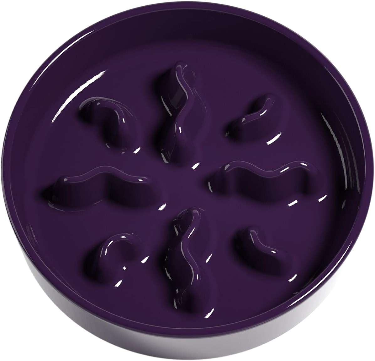 LE TAUCI PET Ceramic Slow Feeder Dog Bowls Small Breed, 0.5 Cups Dog Food Dish for Fast Eaters, Puzzle Bowl for Small Dogs and Cats, 5.5 Inch-Purple - Image 1