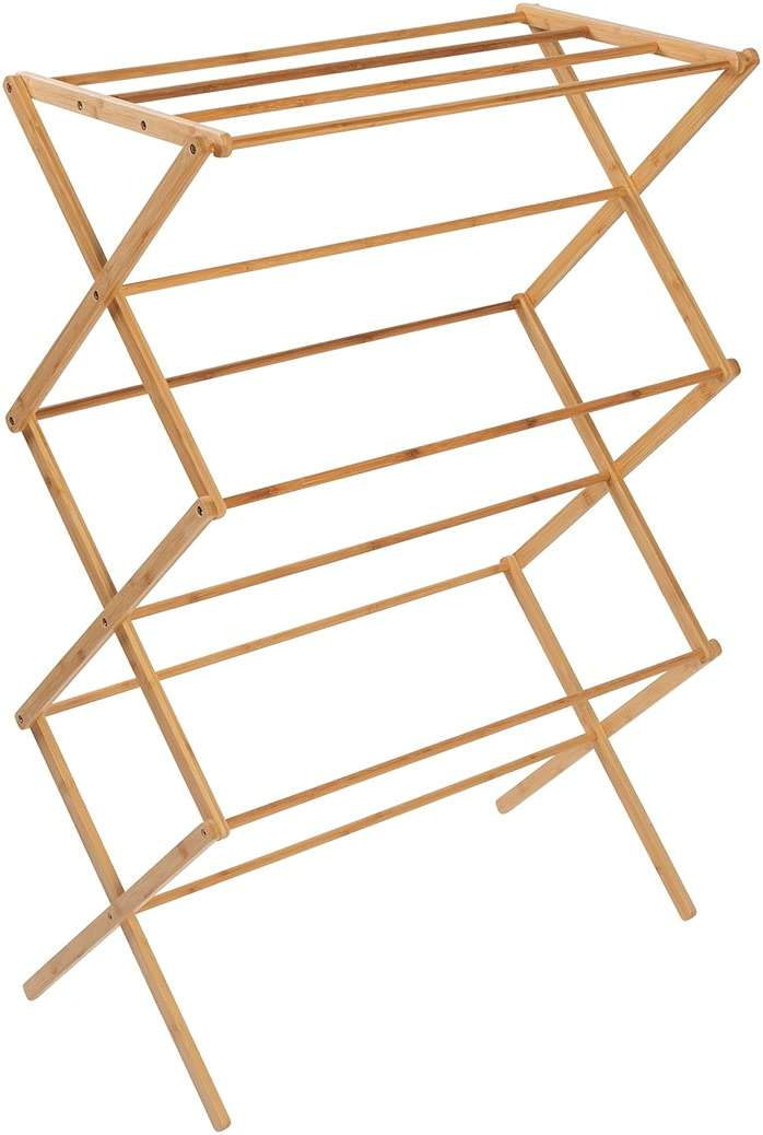 Honey-Can-Do Collapsible Bamboo Drying Rack – Sturdy & Foldable Laundry Drying Rack, Space-Saving & Portable Clothes Rack for Air-Drying Clothes, Towels, Blankets & Delicates, Indoor & Outdoor Use. - Image 1