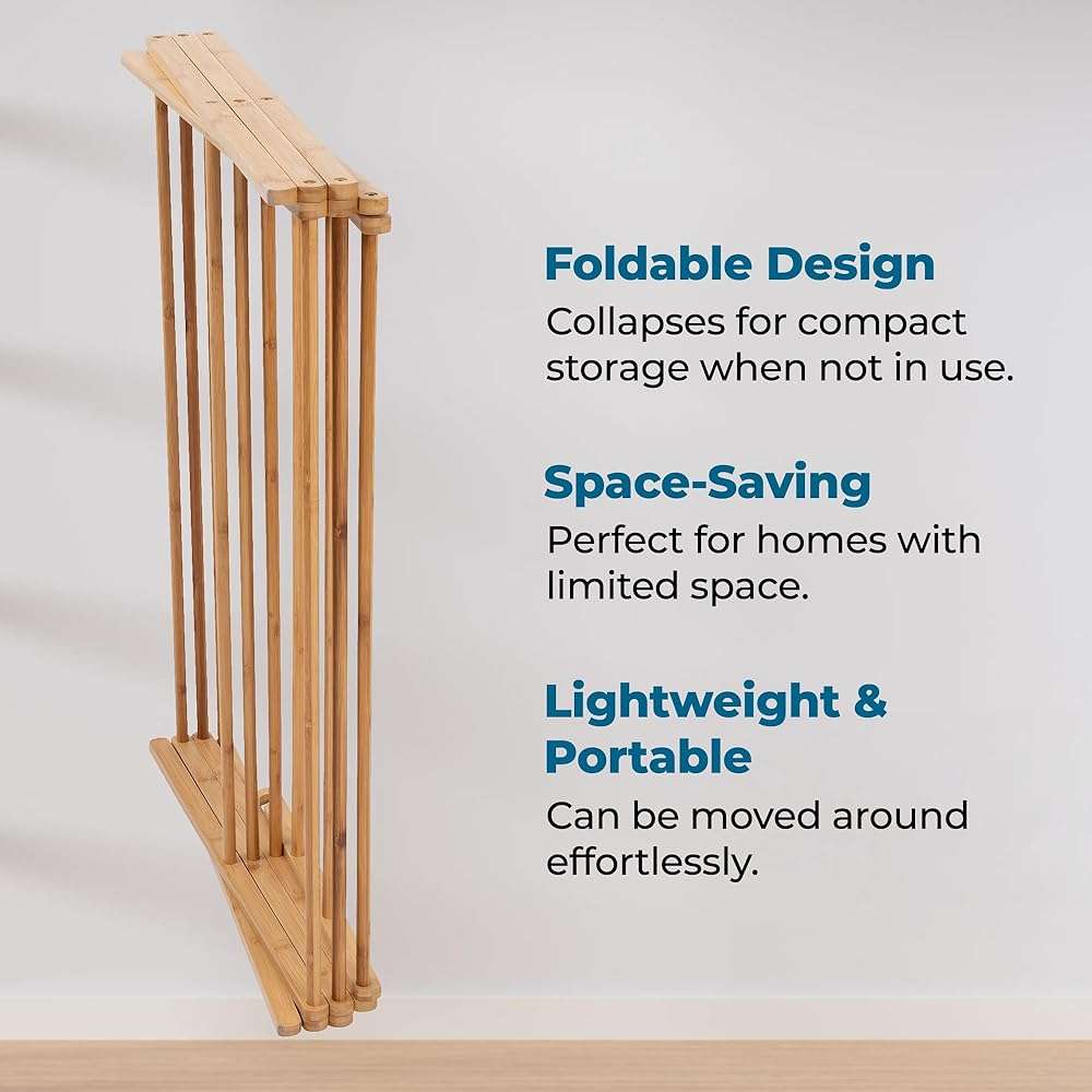 Honey-Can-Do Collapsible Bamboo Drying Rack – Sturdy & Foldable Laundry Drying Rack, Space-Saving & Portable Clothes Rack for Air-Drying Clothes, Towels, Blankets & Delicates, Indoor & Outdoor Use. - Image 6