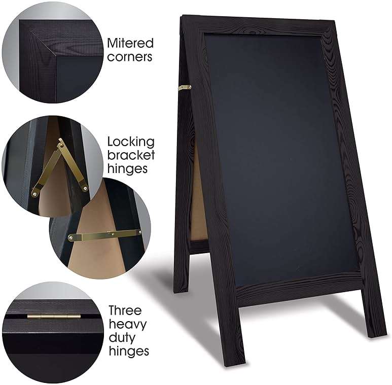 Better Office Products Magnetic A-Frame Chalkboard Sign, Extra Large 20" x 40", Standing Chalkboard Easel, Deluxe Set with Multiple Accessories, Outdoor Sidewalk Sandwich Board Sign,(Black) - Image 4