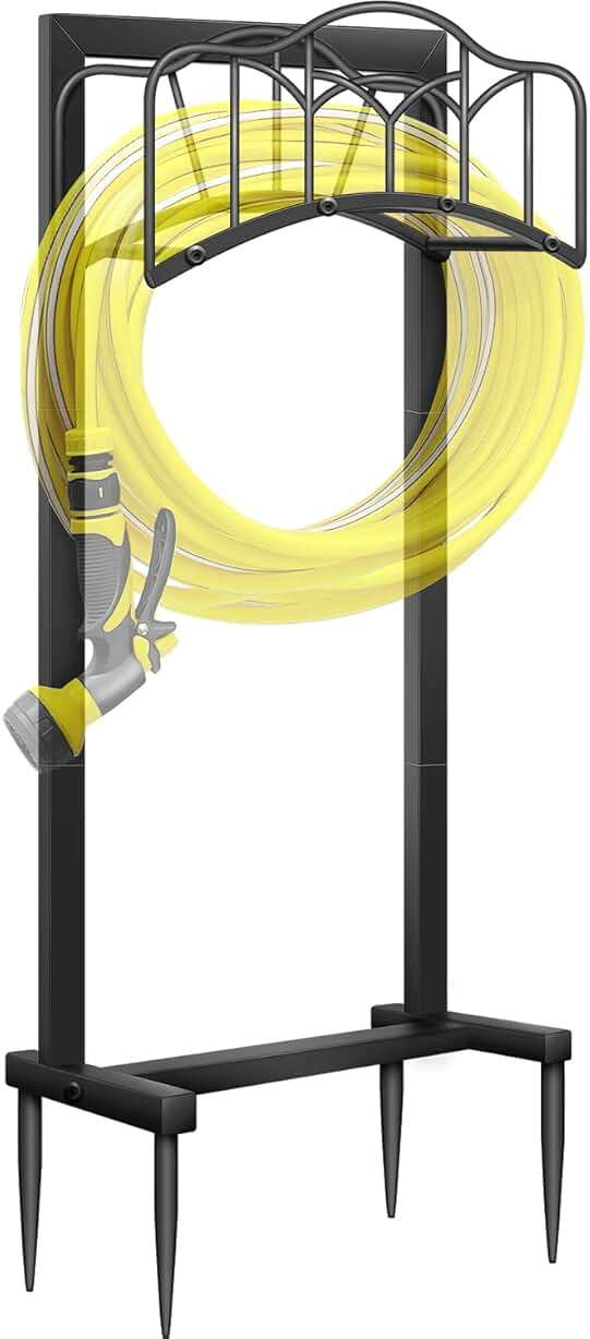Shomextol Garden Hose Holder -Upgraded Hose Holder Holds 100-feet Hose,Freestanding Heavy Duty Hose Hanger,Sturdy Hose Stand for Lawn & Yard,Black - Image 1