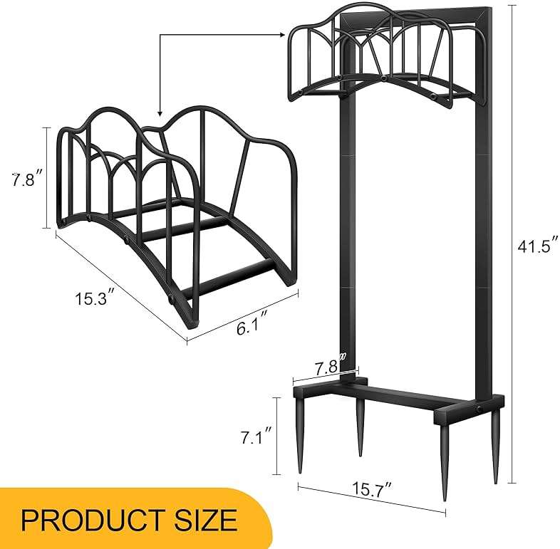 Shomextol Garden Hose Holder -Upgraded Hose Holder Holds 100-feet Hose,Freestanding Heavy Duty Hose Hanger,Sturdy Hose Stand for Lawn & Yard,Black - Image 3