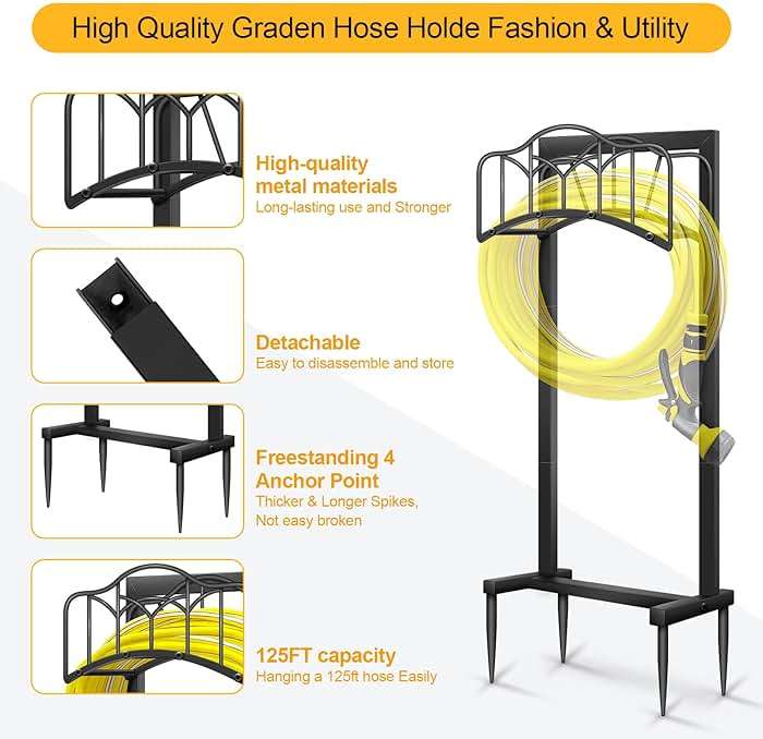 Shomextol Garden Hose Holder -Upgraded Hose Holder Holds 100-feet Hose,Freestanding Heavy Duty Hose Hanger,Sturdy Hose Stand for Lawn & Yard,Black - Image 5