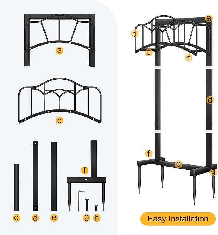 Shomextol Garden Hose Holder -Upgraded Hose Holder Holds 100-feet Hose,Freestanding Heavy Duty Hose Hanger,Sturdy Hose Stand for Lawn & Yard,Black - Image 6