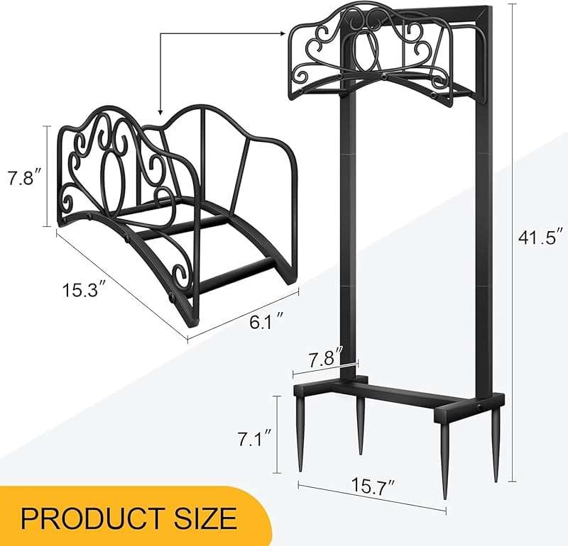 Shomextol Garden Hose Holder -Upgraded Hose Holder Holds,Freestanding Heavy Duty Hose Hanger,Sturdy Hose Stand and Hose Storage for Lawn & Yard,Black(Butterfly-Style) - Image 3
