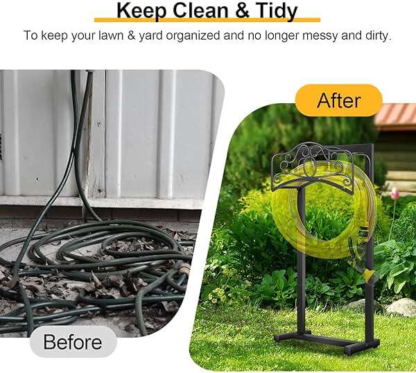 Shomextol Garden Hose Holder -Upgraded Hose Holder Holds,Freestanding Heavy Duty Hose Hanger,Sturdy Hose Stand and Hose Storage for Lawn & Yard,Black(Butterfly-Style) - Image 7