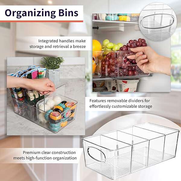 ClearSpace Plastic Pantry Organization and Storage Bins with Removable Dividers – Perfect Kitchen Organization or Kitchen Storage – Refrigerator Organizer Bins, Cabinet Organizers (2 Pack) - Image 3