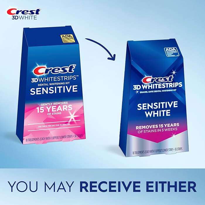 Crest 3D Whitestrips Sensitive White – Teeth Whitening Kit, 18 Treatments, Each with 1 Upper/1Lower, 36 Strips – Crest 3DWhite Teeth Whitening Strips - Image 2
