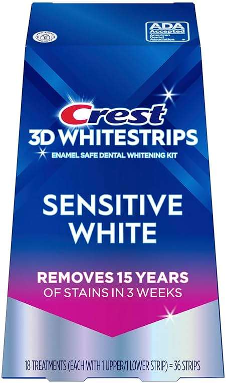 Crest 3D Whitestrips Sensitive White – Teeth Whitening Kit, 18 Treatments, Each with 1 Upper/1Lower, 36 Strips – Crest 3DWhite Teeth Whitening Strips - Image 8