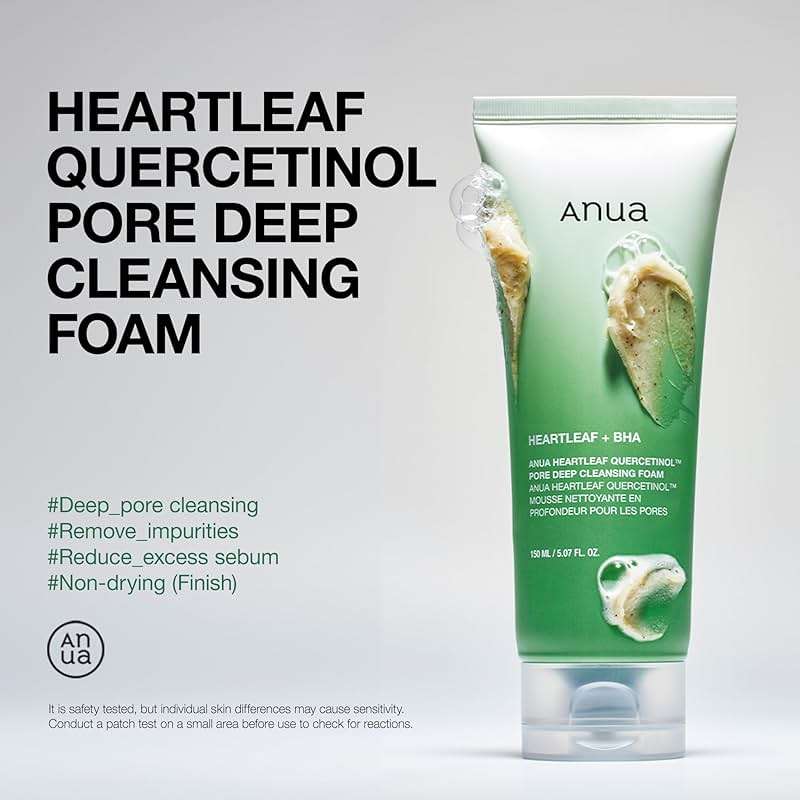 Anua Heartleaf Quercetinol Pore Deep Cleansing Foam, Face wash for Pore Refining Cleanser, Hydrating Daily Facial Cleanser For Double Cleansing, Gentle Foaming with BHA, Korean Skincare, 5.07 fl.oz. - Image 3