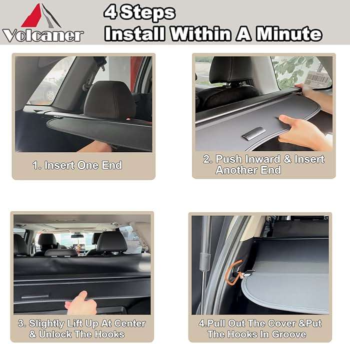 Volcaner for 2023-2026 Honda CRV Cargo Cover - Carbon Fiber Look Retractable Trunk Cover Privacy Shield, Fits for Honda CRV 2023-2026 Accessories Hybrid & Gas,Waterproof Security Luggage Shade - Image 6