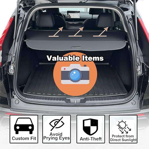 Volcaner for 2023-2026 Honda CRV Cargo Cover - Carbon Fiber Look Retractable Trunk Cover Privacy Shield, Fits for Honda CRV 2023-2026 Accessories Hybrid & Gas,Waterproof Security Luggage Shade - Image 7
