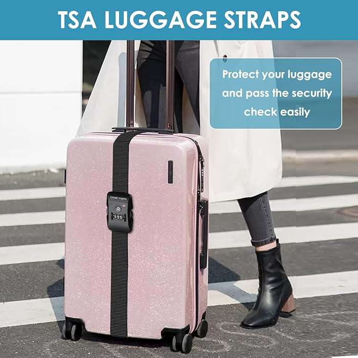 Travel Inspira Luggage Straps with TSA Approved Lock, Heavy-Duty Adjustable Suitcase Belt for 20-28 Inch Travel Suitcase, Durable Nylon Anti-Theft Protection, Black - Image 2
