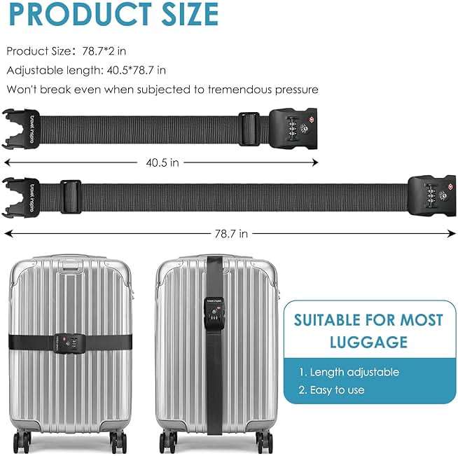 Travel Inspira Luggage Straps with TSA Approved Lock, Heavy-Duty Adjustable Suitcase Belt for 20-28 Inch Travel Suitcase, Durable Nylon Anti-Theft Protection, Black - Image 9