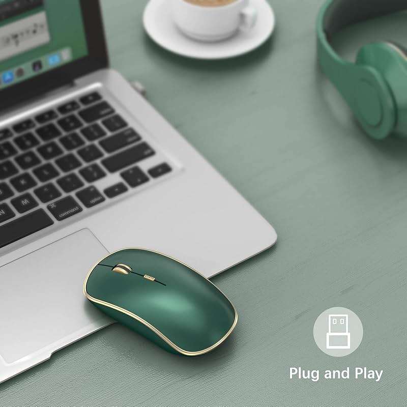 JOYACCESS 2.4G Slim Wireless Silent Mouse, Portable Wireless Computer Mouse with 5 Adjustable DPI Levels, USB Mice for Desktop, Notebook, MacBook, Chromebook, PC (Green) - Image 2