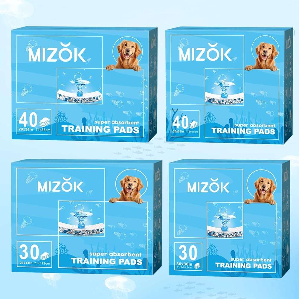 MIZOK 36x36in Dog Pee Pads Jumbo Disposable Dog Training Pads Super Absorbent Up to 11 Cups Marine Scented Odor-Control Dog Pads with Jellyfish Pattern, Quick Dry & Leak-Proof (30 Counts) - Image 2