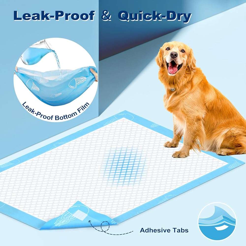 MIZOK 36x36in Dog Pee Pads Jumbo Disposable Dog Training Pads Super Absorbent Up to 11 Cups Marine Scented Odor-Control Dog Pads with Jellyfish Pattern, Quick Dry & Leak-Proof (30 Counts) - Image 4