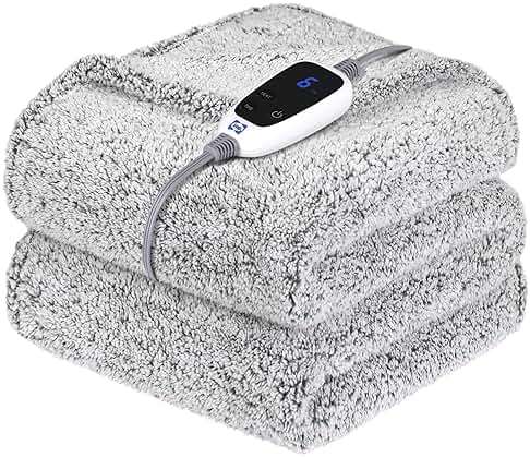 Sealy Electric Blanket Heated Throw 50"x60" Soft Double Sherpa Super Cozy with 6 Fast Heating Levels & 2-10 Hours Auto-Off, Over-Heat Protection, Machine Washable, Charcoal - Image 1