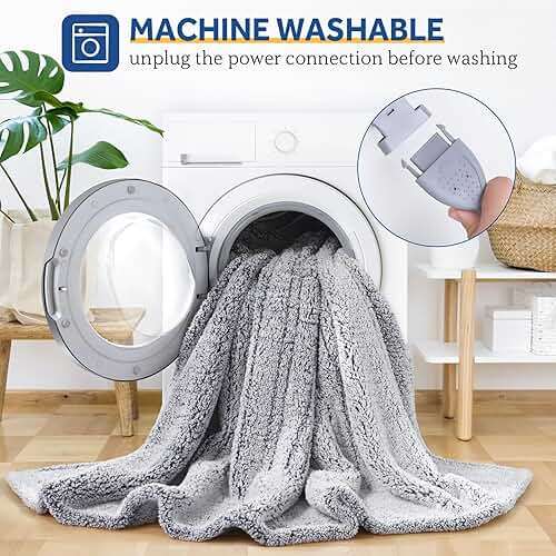 Sealy Electric Blanket Heated Throw 50"x60" Soft Double Sherpa Super Cozy with 6 Fast Heating Levels & 2-10 Hours Auto-Off, Over-Heat Protection, Machine Washable, Charcoal - Image 7