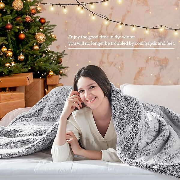 Sealy Electric Blanket Heated Throw 50"x60" Soft Double Sherpa Super Cozy with 6 Fast Heating Levels & 2-10 Hours Auto-Off, Over-Heat Protection, Machine Washable, Charcoal - Image 9