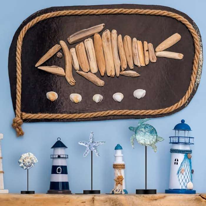 Maitys 3 Pcs Sea Table Decor Coastal Turtle Starfish Decor Ocean Beach Centerpieces Nautical Standing Block Wooden Centerpiece Sign for Summer Holiday Seasonal Home Kitchen - Image 5