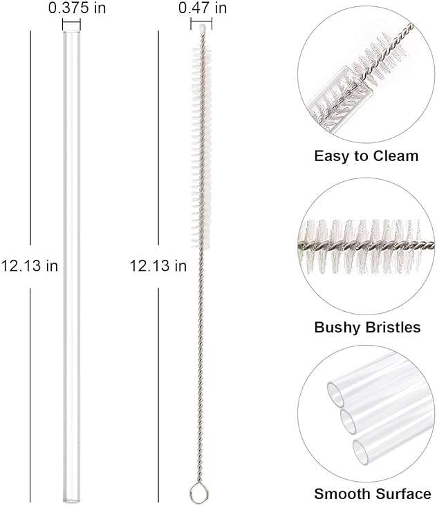 Beonsky Replacement Straw Compatible with Stanley 40 oz 30 oz Cup Tumbler, 6 Pack Reusable Straw with Cleaning Brush, Plastic, Clear - Image 3
