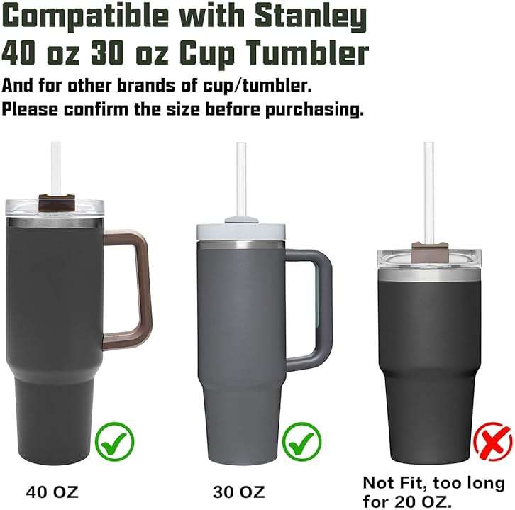 Beonsky Replacement Straw Compatible with Stanley 40 oz 30 oz Cup Tumbler, 6 Pack Reusable Straw with Cleaning Brush, Plastic, Clear - Image 4
