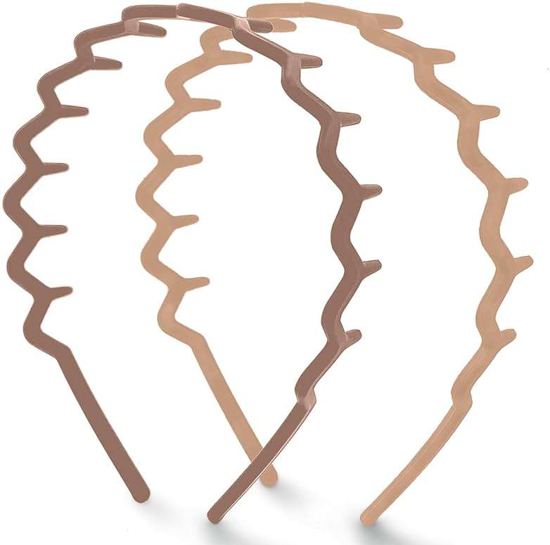 Kitsch Zig Zag Headbands for Women – Fashion Accessories for Slicked Back Styles - Comfortable Wavy Headbands | Comb Headband with Teeth | Ideal Gifts for Women - Neutral - 2 pcs - Image 1