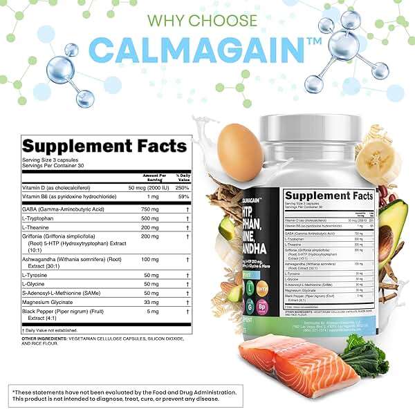 Clean Nutraceuticals GABA 750mg 5 HTP 200mg L Tryptophan 500mg L Theanine 200mg Ashwagandha SAM-e L-Glycine - Mood Support Vitamins for Women and Men with L-Tyrosine 5-HTP (5-Hydroxytryptophan) - Image 4