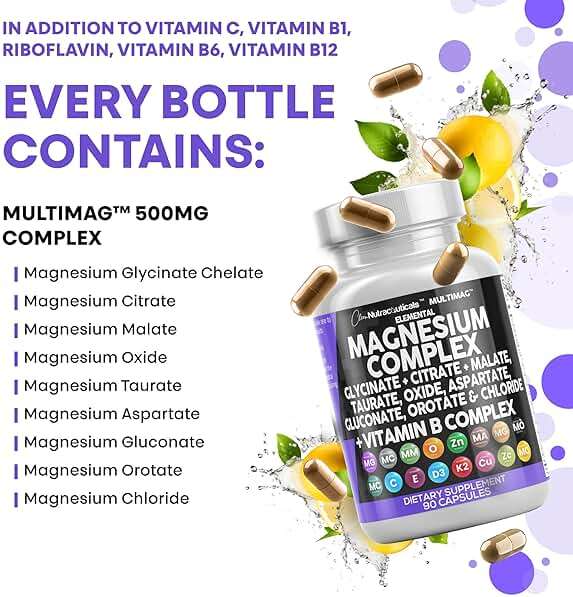 Clean Nutraceuticals Magnesium Complex with Magnesium Glycinate Citrate Malate Oxide Taurate Aspartate Orotate & Mag Chloride, Zinc Copper Manganese & Vitamin C B1 B2 B6 B12 Complex - 1Pack - Image 7