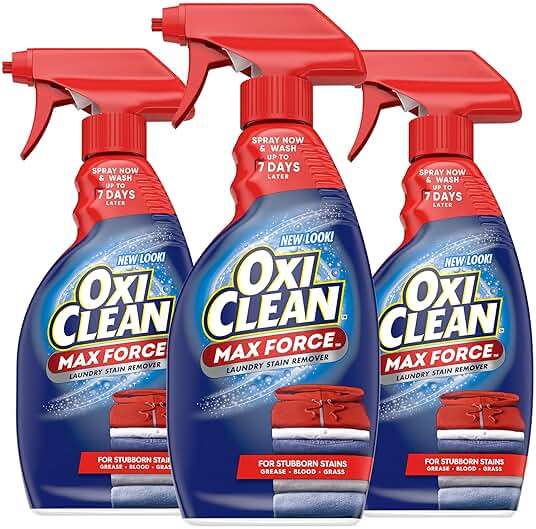 OxiClean Max Force Laundry Stain Remover Spray, Newborn & Baby Essentials, Stain Treater, 12 fl oz, 3-Pack - Image 1