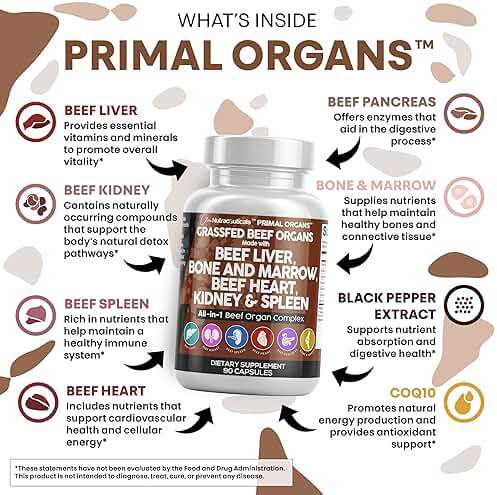 Clean Nutraceuticals Grass Fed Beef Liver Capsules - Premium Quality Supplement Packed with Desiccated, Beef Heart, Spleen, Pancreas Plus Bone & Marrow Dao Enzyme Pills - Image 3