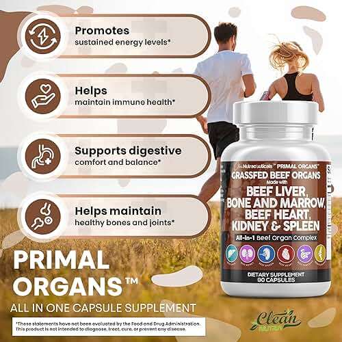 Clean Nutraceuticals Grass Fed Beef Liver Capsules - Premium Quality Supplement Packed with Desiccated, Beef Heart, Spleen, Pancreas Plus Bone & Marrow Dao Enzyme Pills - Image 5