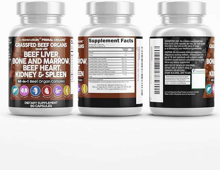 Clean Nutraceuticals Grass Fed Beef Liver Capsules - Premium Quality Supplement Packed with Desiccated, Beef Heart, Spleen, Pancreas Plus Bone & Marrow Dao Enzyme Pills - Image 8