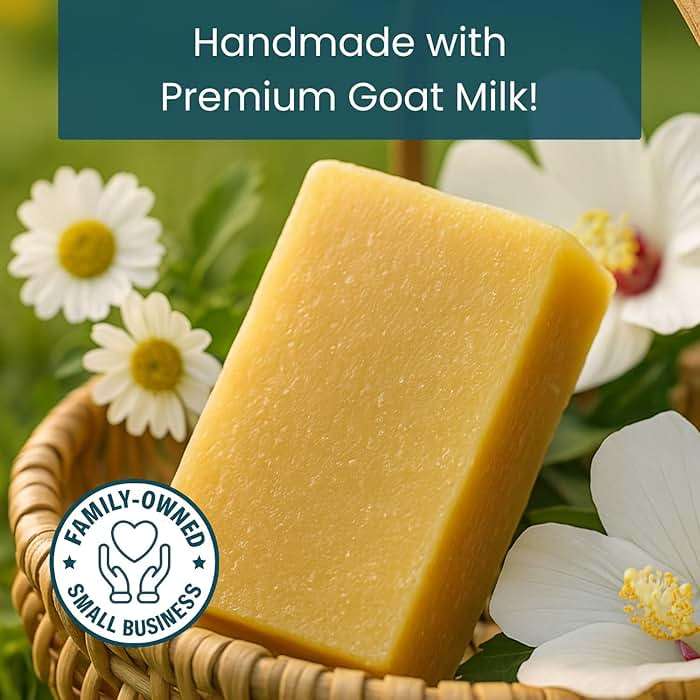 Way Natural Goat Milk Soap Bar Variety 3-Pack (5oz Bars) - Natural, Handmade, Gentle - Cold Process Goat Soap for Hands & Body, Women & Men, No Dyes, USA Made - Lavender, Cherry Almond, Honey Oatmeal - Image 3